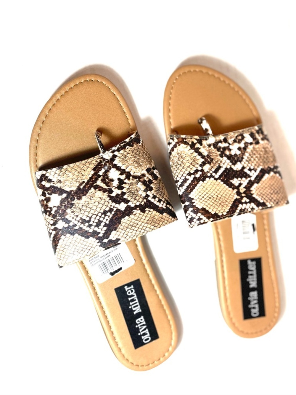 Olivia Miller Snake Print Slide Sandals Slip On Summer Sz 10 Fits Like 8.5-9